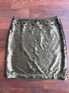 LOFT Sequin Mini Skirt — Olive Green